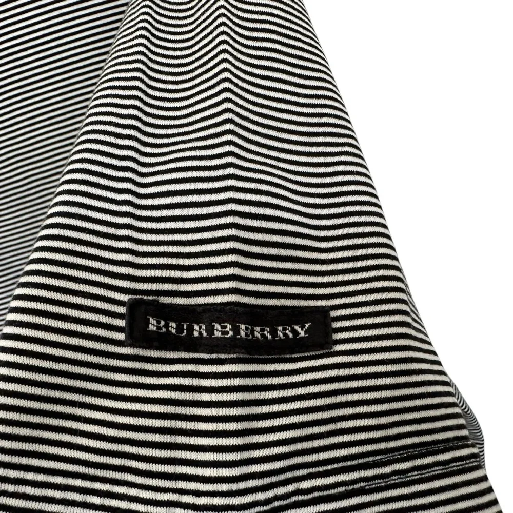 Burberry Golf Mens Striped Short Sleeve Polo Shirt Size Large Black White Cotton - Picture 8 of 10